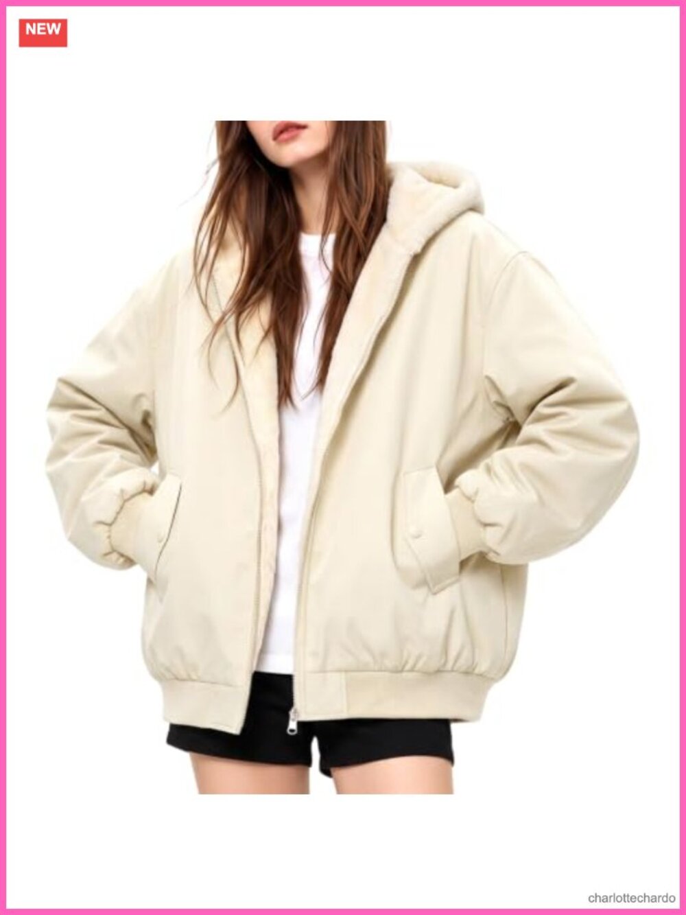 Womens Fleece Lined Reversible Hooded Winter Coat